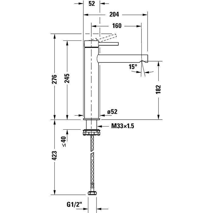 Duravit Circle L Смеситель для раковины, на 1 отв., высокий, цвет: хром