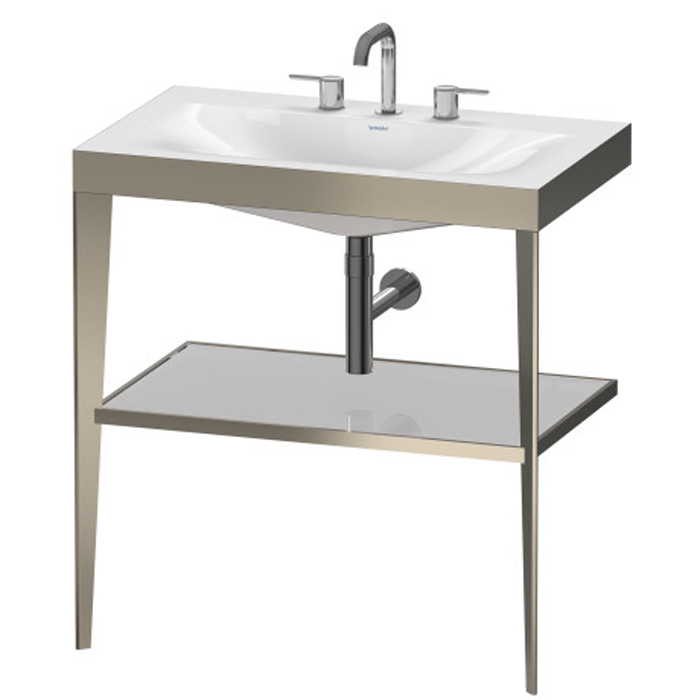 Консоль Duravit XViu напольная, 80x48x85см, с полкой, с раковиной без перелива, 3 отв., цвет: champagne matt/crome