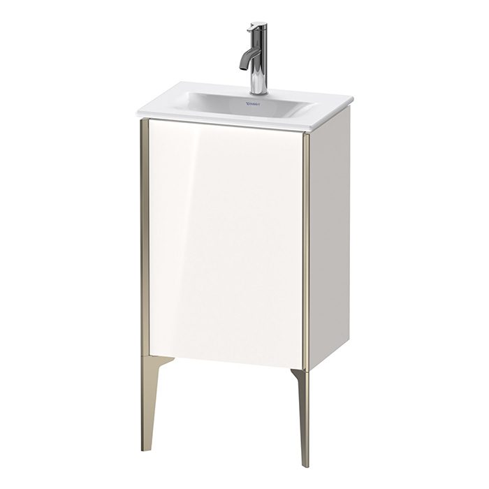 Тумба подвесная Duravit XViu 43x31x59.1см, с раковиной, 1 дверь, (петли справа), цвет: белый глянцевый/champagne matt