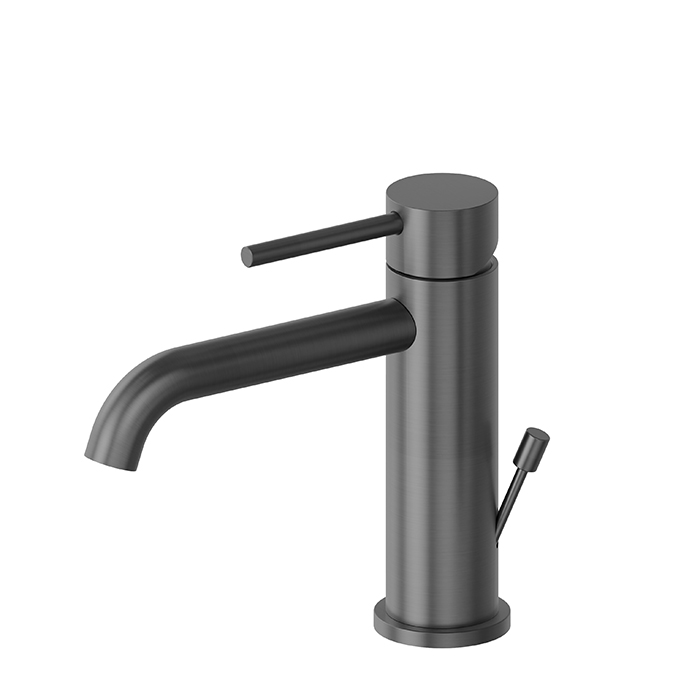 Смеситель для раковины Newform X-STEEL 316 на 1 отв., с донным клапаном, излив 14.5см, цвет: PVD Brushed gun metal