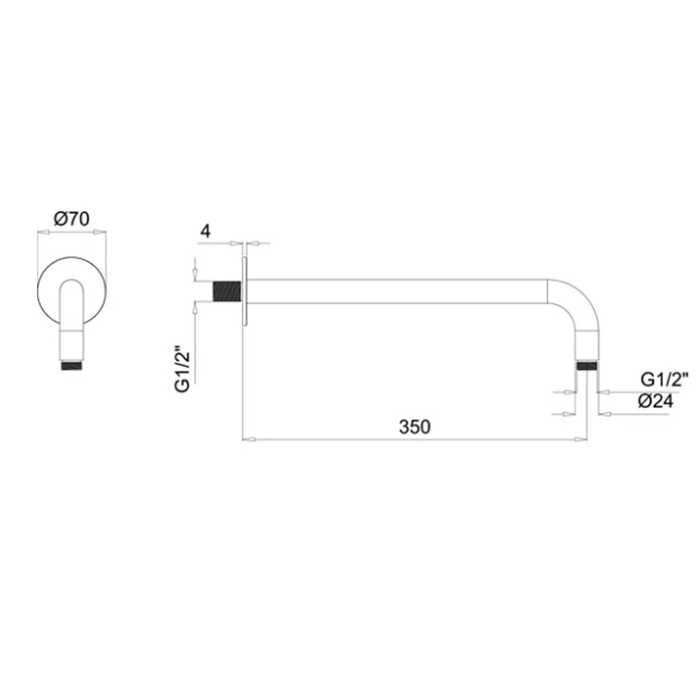 Almar Round Кронштейн из стены круглый, 35см, круглый отражатель, цвет: Copper Brushed PVD