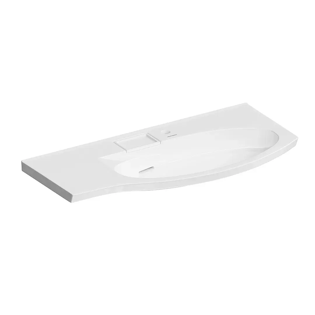 Kerama Marazzi Раковина RIVA мебельная правая с крепежом 100,7*48*15см, с 1 отв., с перелив, цвет белый глянец (только с тумбой!)