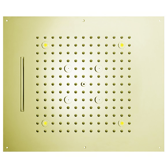 Верхний душ BOSSINI DREAM/3 570x470 мм, 3 режима (дождь, каскад, туман) с 4 LED RGB, блок питания/управления, Cromoterapia, цвет: сатинированное золото