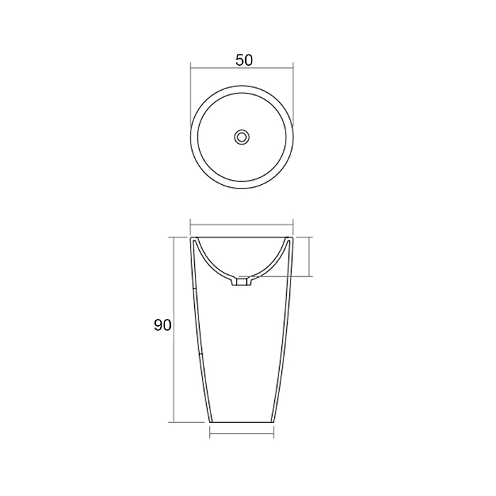 Dea Design Pedestal Basin Раковина 50х50х90см, напольная, без отв., Solid Surface, цвет: White №18