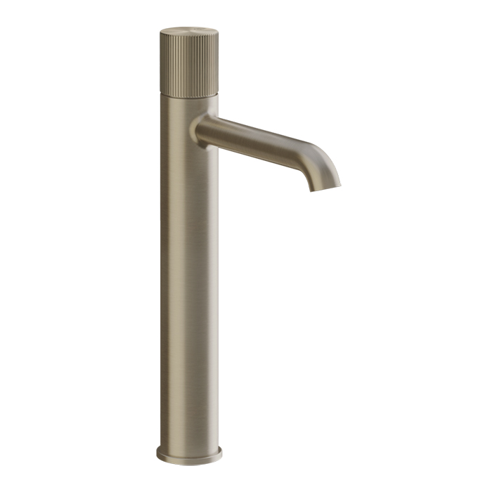 Смеситель для раковины Gessi Habito Rigato, высокий, 1 отв., без донного клапана, цвет: Finox Brushed Nickel