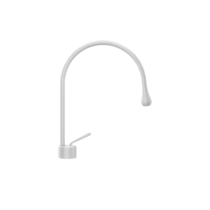 Смеситель для раковины Gessi Goccia на 1 отверстие, излив 244мм R=125, цвет: белый
