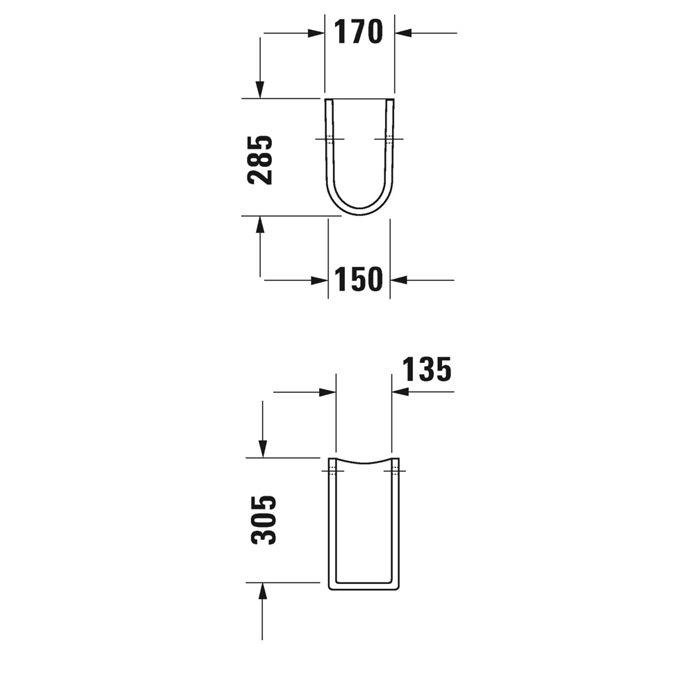Полупьедестал Duravit Starck 3 17х28.5см, для раковин 030065,030060,030055,030410,030480,030470,033213, цвет: белый