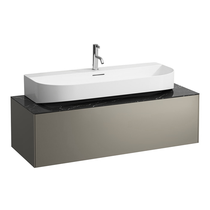 Laufen Sonar Тумба под раковину, 117.5х455.х34см, 1 ящик, с отверстием в центре, без раковины, цвет: титан/черный мрамор