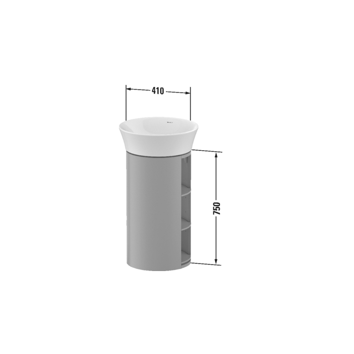Duravit White Tulip Тумбочка напольная 41х75см, раковина, 2 дерев. полки, цвет: белый высокоглянцевый