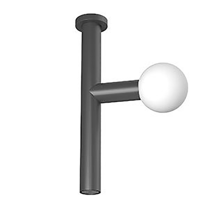 Верхний душ Antonio Lupi Apollo Ø45 мм, с LED подсветкой, потолочный монтаж, цвет: черный матовый