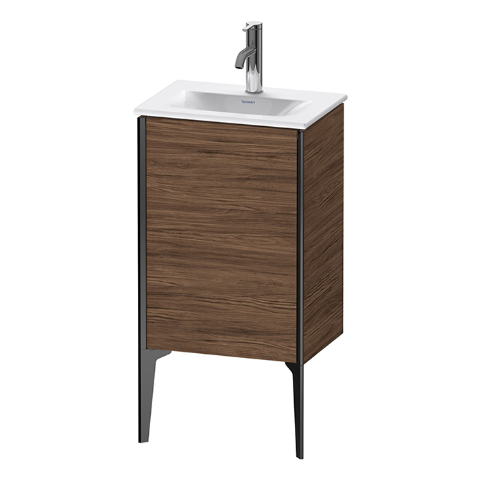 Тумба подвесная Duravit XViu 43x31x59.1см, с раковиной, 1 дверь, (петли справа), цвет: walnut dark/черный матовый