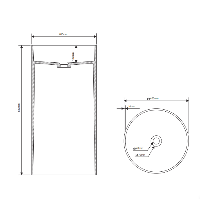 Dea Design Раковина 45х90см, напольная, без отв., цвет: grey