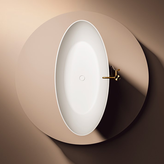 Gruppo Treesse Carezza Ванна 170х80х52см., отдельностоящая, Solid Surface, с сливом-переливом и сифоном, цвет: белый матовый
