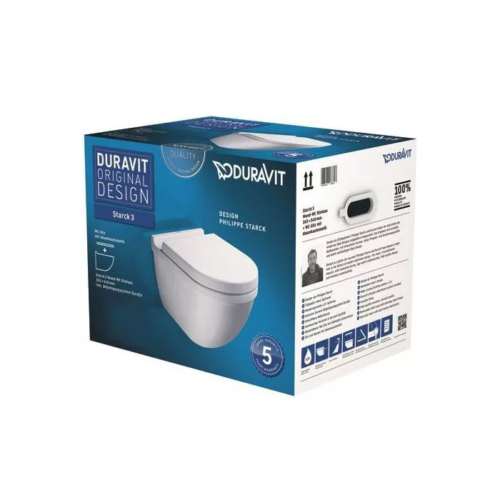 Duravit Starck 3 Унитаз 36х54см., подвесной, с сиденьем микролифт, цвет: белый