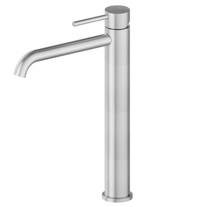 Смеситель для раковины Newform X-STEEL 316 на 1 отв., высокий, без донного клапана, излив 19см, цвет: нержавеющая сталь