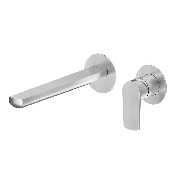 Смеситель для раковины Newform Haka, настенный, без донного клапана, цвет: PVD brushed stainless steel