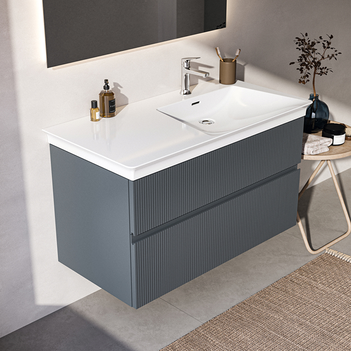 Ideal Standard Finesse Тумба с раковиной 100x50см, подвесная, DX, 2 ящика, 1 отв., цвет: пепельно-голубой матовый