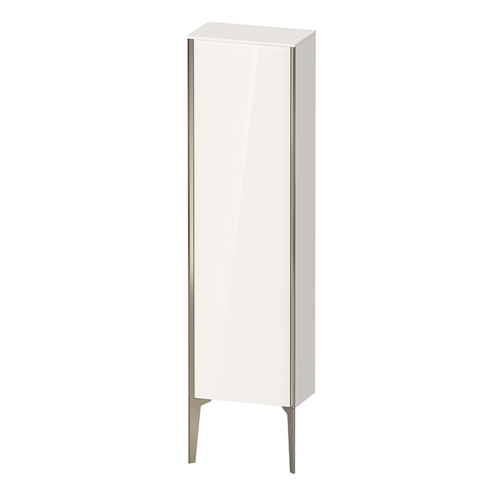 Шкаф подвесной Duravit XViu 40x24x133см, с 1 дверью, 3 стеклянными полками (петли справа), цвет: белый глянцевый/champagne matt