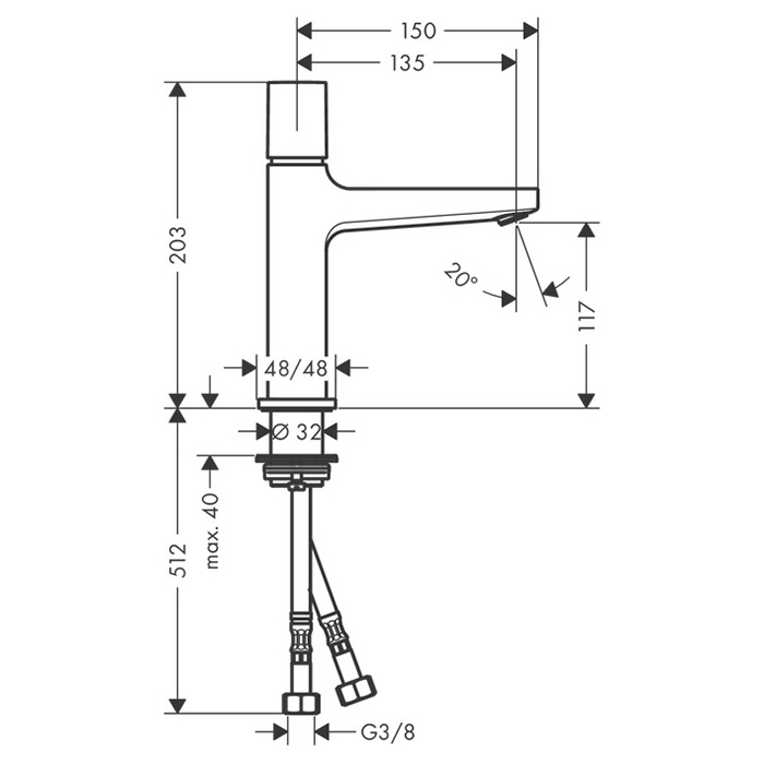Hansgrohe Metropol Смеситель для раковины, однорычажный, на 1 отв., излив: 15см, цвет: хром