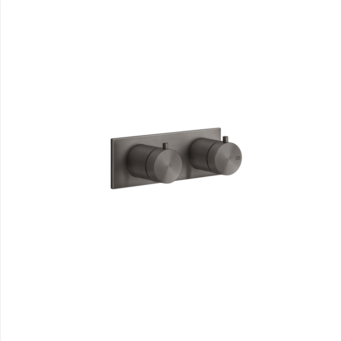 Термостатический смеситель Gessi 316, с подключением на 3/4”, фильтр, на 2 источника, внешняя часть, цвет: brushed black metal pvd