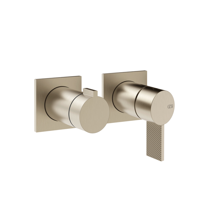 Внешняя часть Gessi Inverso  Diamantato настенного смесителя для душа на 2 выхода, цвет: Finox Brushed Nickel