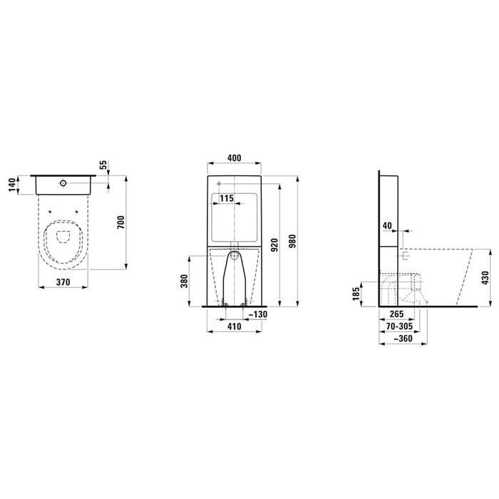 Бачок Laufen Kartell 98х40см, напольный, двойной смыв, цвет: белый матовый