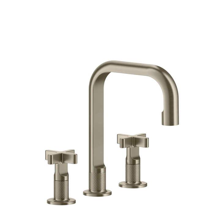 Смеситель для раковины Gessi Inciso на 3 отверстия без донного клапана, излив 160мм, h=240мм, цвет: finox