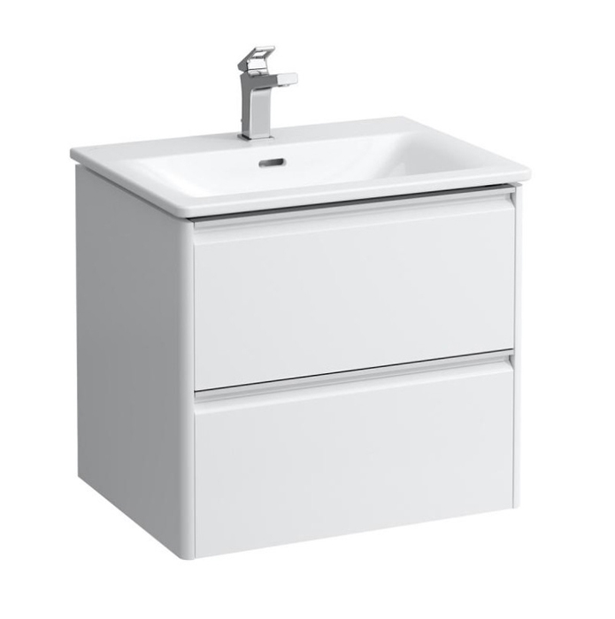 Комплект мебели Laufen Palace 600х450х545 мм, с раковиной Slim, 2 ящика, органайзер для ящика, ручка анодированный алюминий, цвет: белый матовый