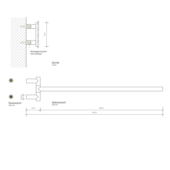 Decor Walther Mikado HTE20 Полотенцедержатель 20см, подвесной цвет: золото