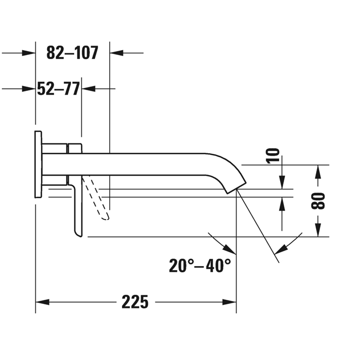 Duravit C.1 Смеситель для раковины, встраиваемый, излив 225мм, цвет: хром