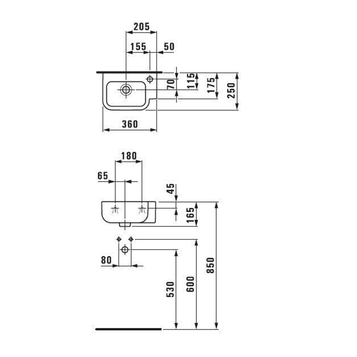 Laufen Form Раковина 36х25см, 1 отв., подвесная, цвет: белый
