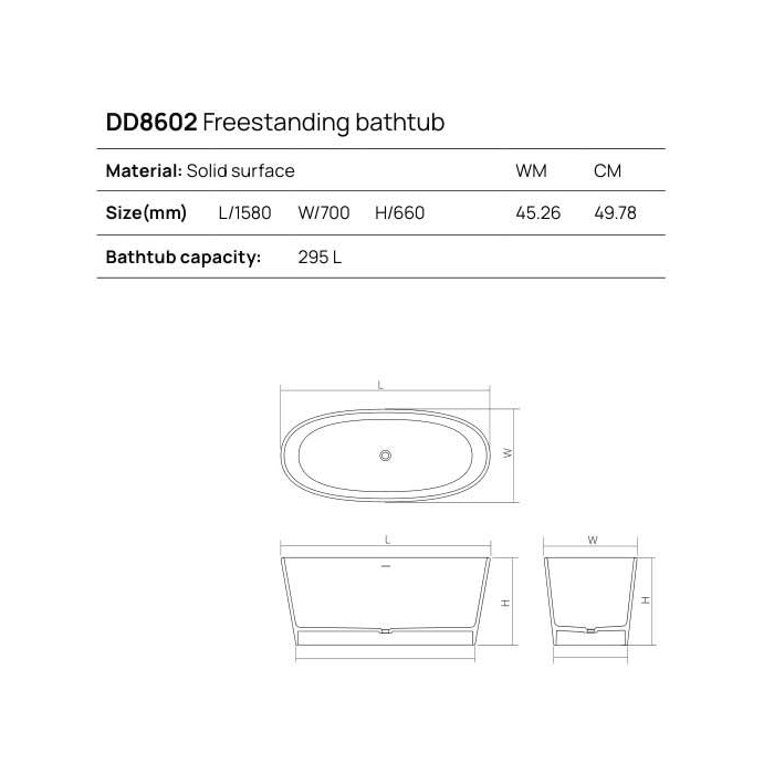 Dea Design Nature Ванна 158х70х66см., отдельностоящая, Solid Surface, цвет: Black №16