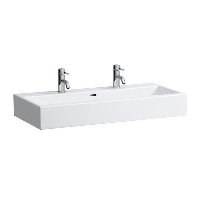 Раковина Laufen Living City 100х46х14 см, 2 отв., цвет: белый