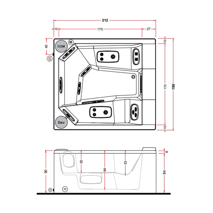 Gruppo Treesse Quarz Light 235 Минибассейн 235х215х90см., отдельностоящий, с панелями, с крышкой, цвет белый
