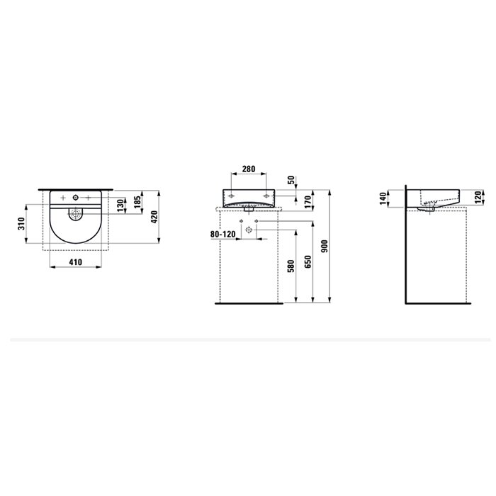 Laufen Sonar Раковина 41x42х14 см, 1 отв., покрытие LCC, цвет: белый