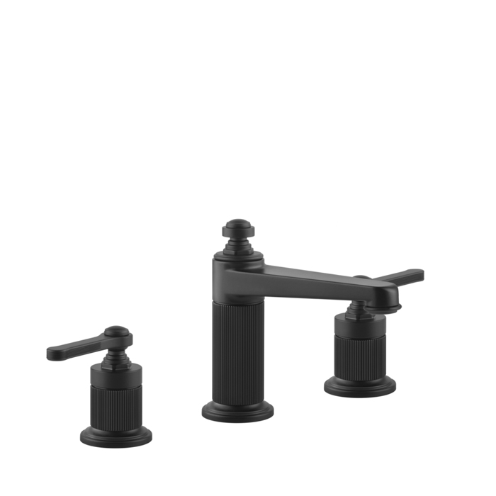Смеситель для раковины Gessi Venti20 на 3 отверстия, высота излива 98 мм, в комплекте с донным клапаном, цвет: черный