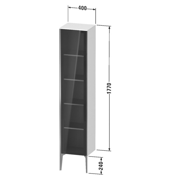 Duravit XViu Шкаф подвесной со стеклянной дверью 40x36x177см, 4 стеклянные полки (петли слева), цвет: walnut dark/черный матовый