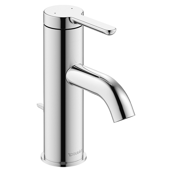 Смеситель для раковины Duravit C.1, 1 отв., с донным клапаном, излив 91мм, цвет: хром