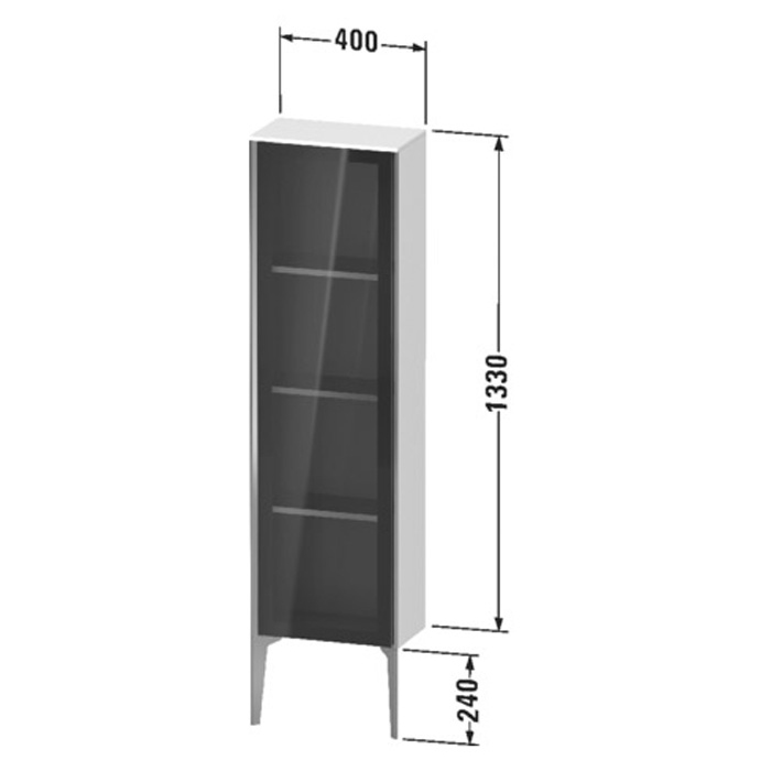 Duravit XViu Шкаф подвесной со стеклянной дверью 40x24x133см, 3 стеклянные полки (петли справа), цвет: белый глянцевый/champagne matt