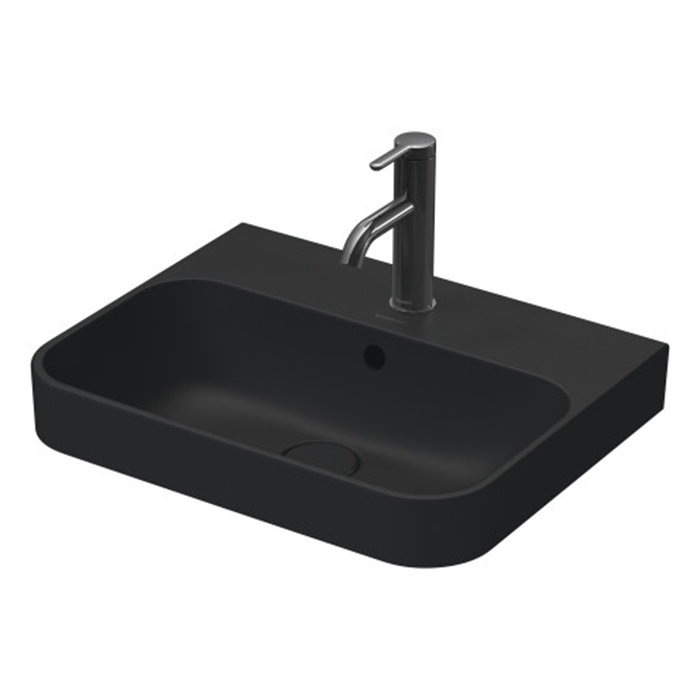 Duravit Happy D.2 Plus Раковина накладная, 50х40см, с 1 отв., выпуск с керамической крышкой, цвет: Anthracite matt