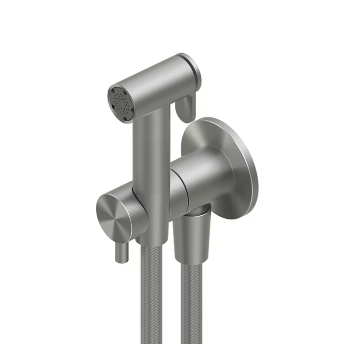 QuadroDesign Source Гигиенический душ, настенный, с запорным вентилем, цвет: Brushed Stainless Steel