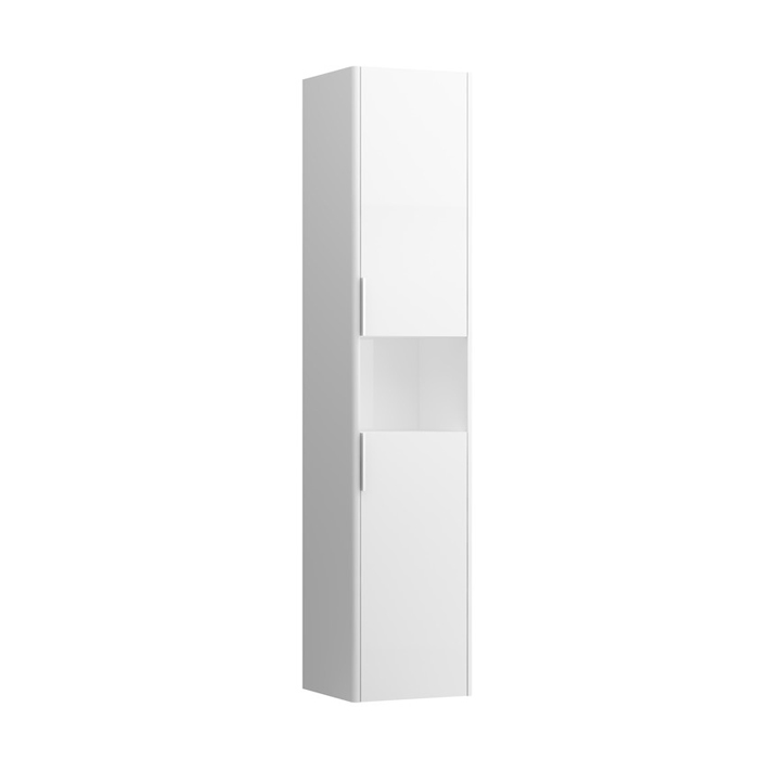 Laufen Base Высокий шкаф 35x33.5x165см, 2 дверцы, петли справа, 1 открытая полка, 4 стеклянные полки, дизайн совпадает со шкафами под раковину, цвет: белый глянцевый
