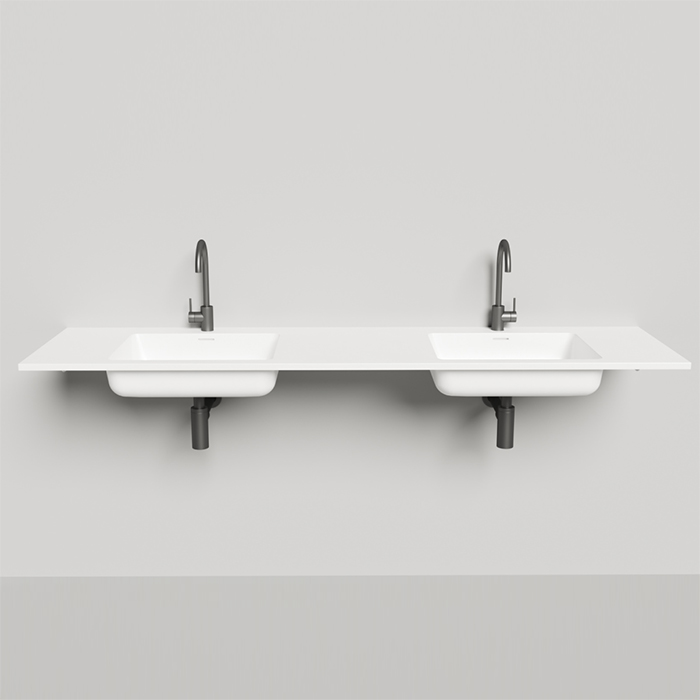 Раковина Salini Onda 180x50см, c 1 отв., c переливом, материал: S-Stone, цвет: белый матовый