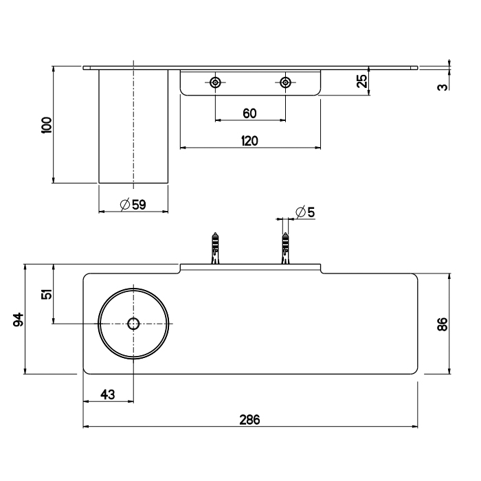 QuadroDesign Полочка с держателем зубных щеток, цвет: Brushed Stainless Steel