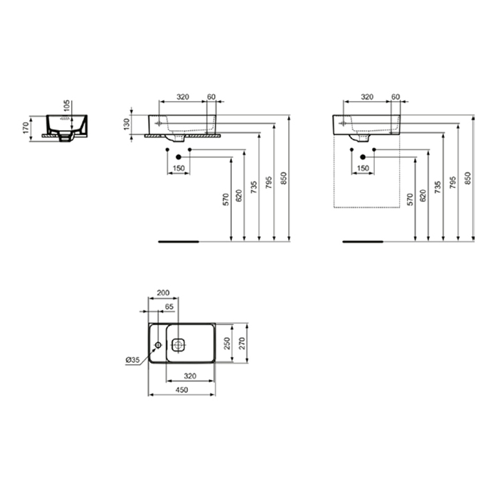 Ideal Standard Strada II Раковина 45x27см, накладная, 1 отв., цвет: белый