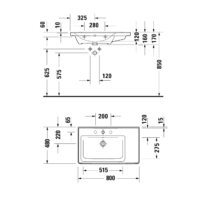 Duravit D-Neo Раковина 80х48см, без отв., накладная, с переливом, цвет: белый