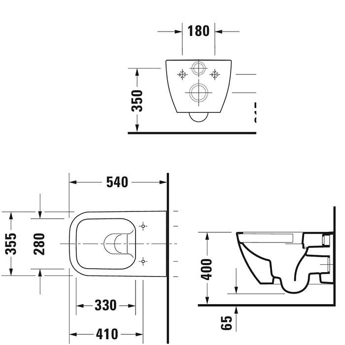 Duravit Happy D.2 Унитаз подвесной безободковый 54х36см., с креплением, цвет: белый
