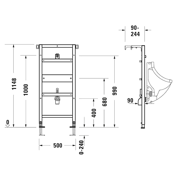 Duravit DuraSystem Инсталляция для писсуара 50хh115см