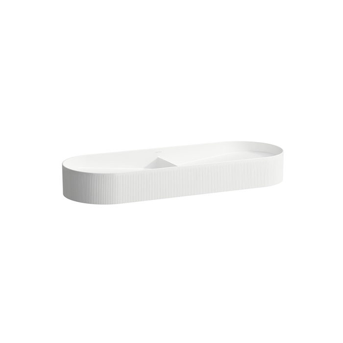 Раковина Laufen Sonar 100x37х13 см, без отв., двойная, без перелива, с наружным декором, цвет: белый