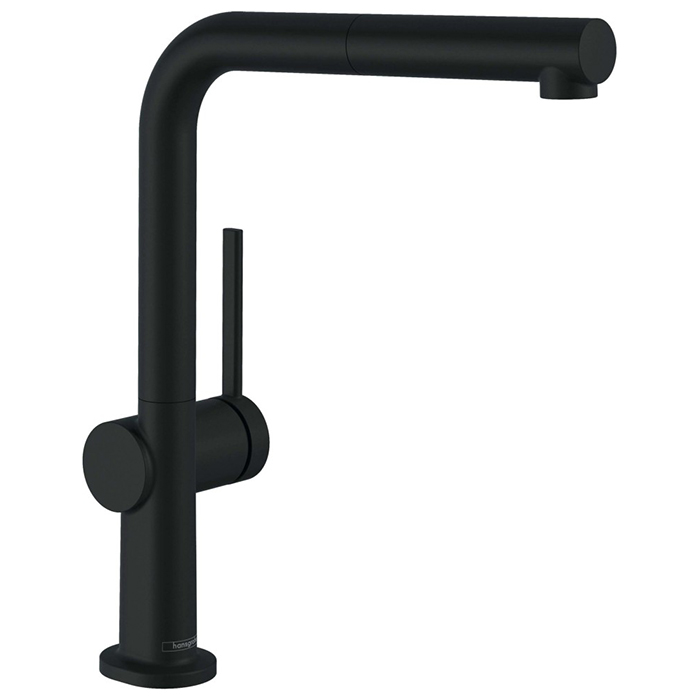 Смеситель для кухни Hansgrohe Talis M54, 1 отв., с вытяжным изливом 1jet, цвет: черный матовый